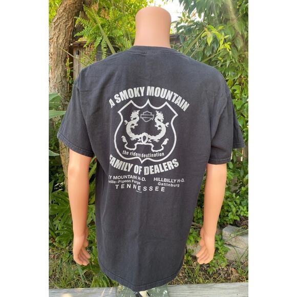 Y2K 2011 Harley Davidson Black T-Shirt Smoky  Mountain HD Chopper Factory USA XL - Picture 5 of 8
